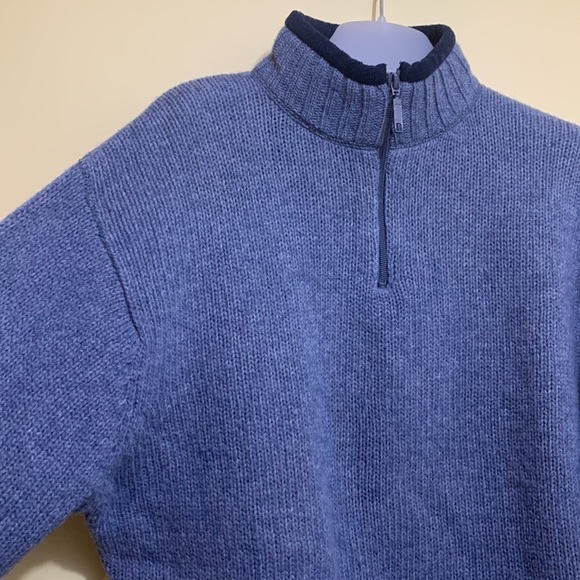 Alpine Design | Blue 1/4 Zip Mock Wool Blend Fleece Collar Pullover Sweater L - Picture 4 of 13
